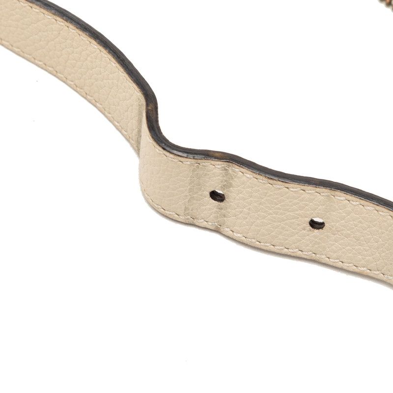 Gucci Logo Print Shoulder Bag Beige Leather — view 5