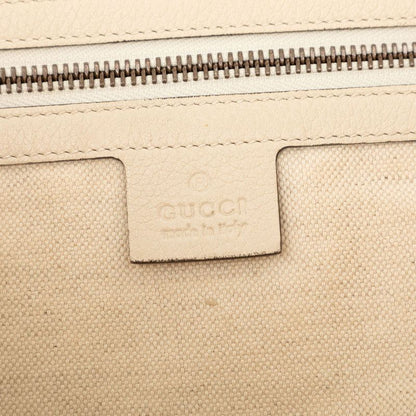 Gucci Logo Print Shoulder Bag Beige Leather — view 7