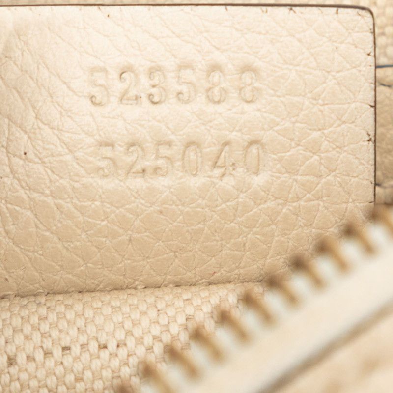 Gucci Logo Print Shoulder Bag Beige Leather — view 8