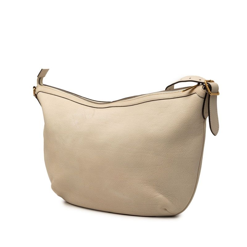 Gucci Logo Print Shoulder Bag Beige Leather — view 2