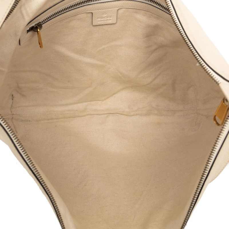 Gucci Logo Print Shoulder Bag Beige Leather — view 6