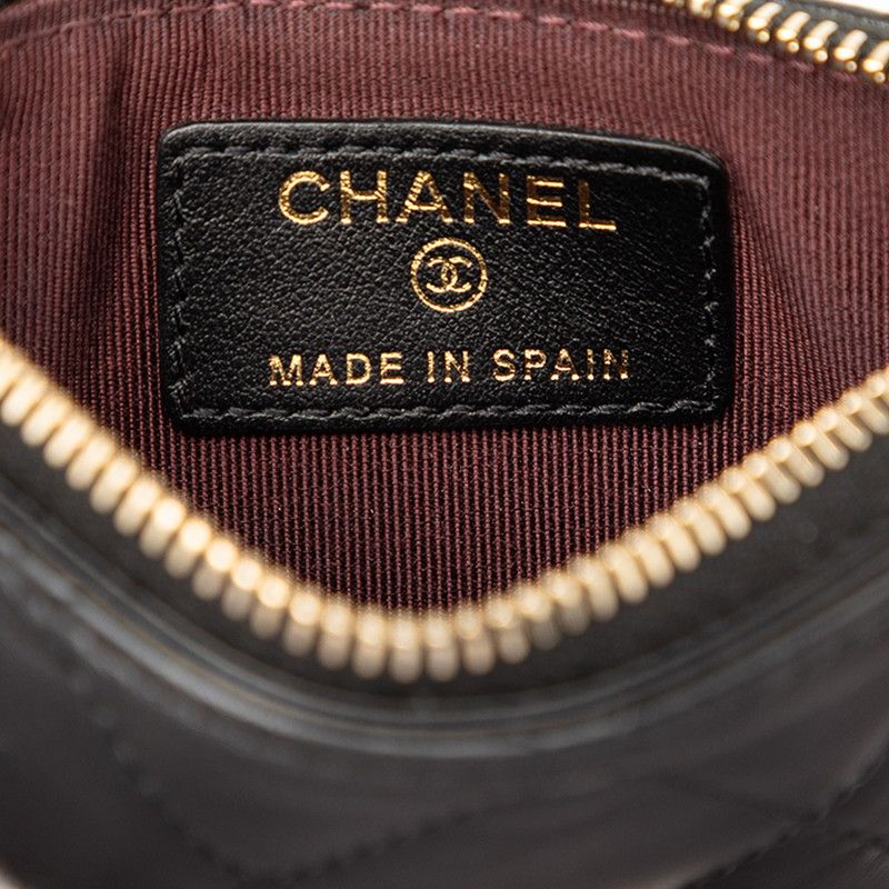 Chanel Quilted Coin Purse Black Lambskin — view 5