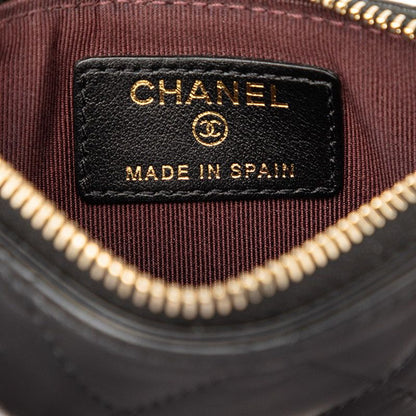 Chanel Quilted Coin Purse Black Lambskin — view 5