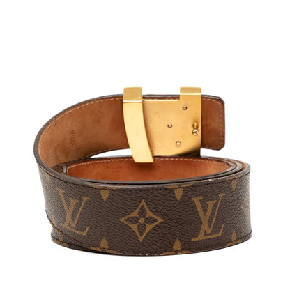 Louis Vuitton Monogram Ceinture LV Initial Belt 100 40 Brown Gold Leather — view 3