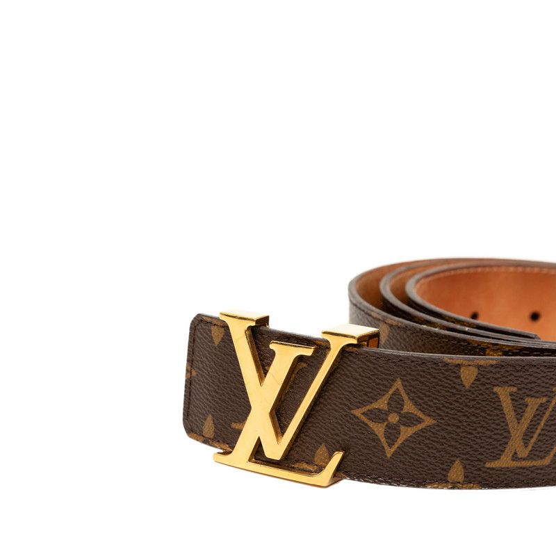 Louis Vuitton Monogram Ceinture LV Initial Belt 100 40 Brown Gold Leather — view 4