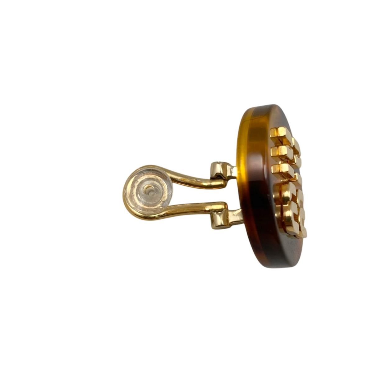 Miu Miu Miu Earrings Logo Tortoiseshell Brown Gold — view 4