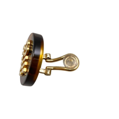 Miu Miu Miu Earrings Logo Tortoiseshell Brown Gold — view 7