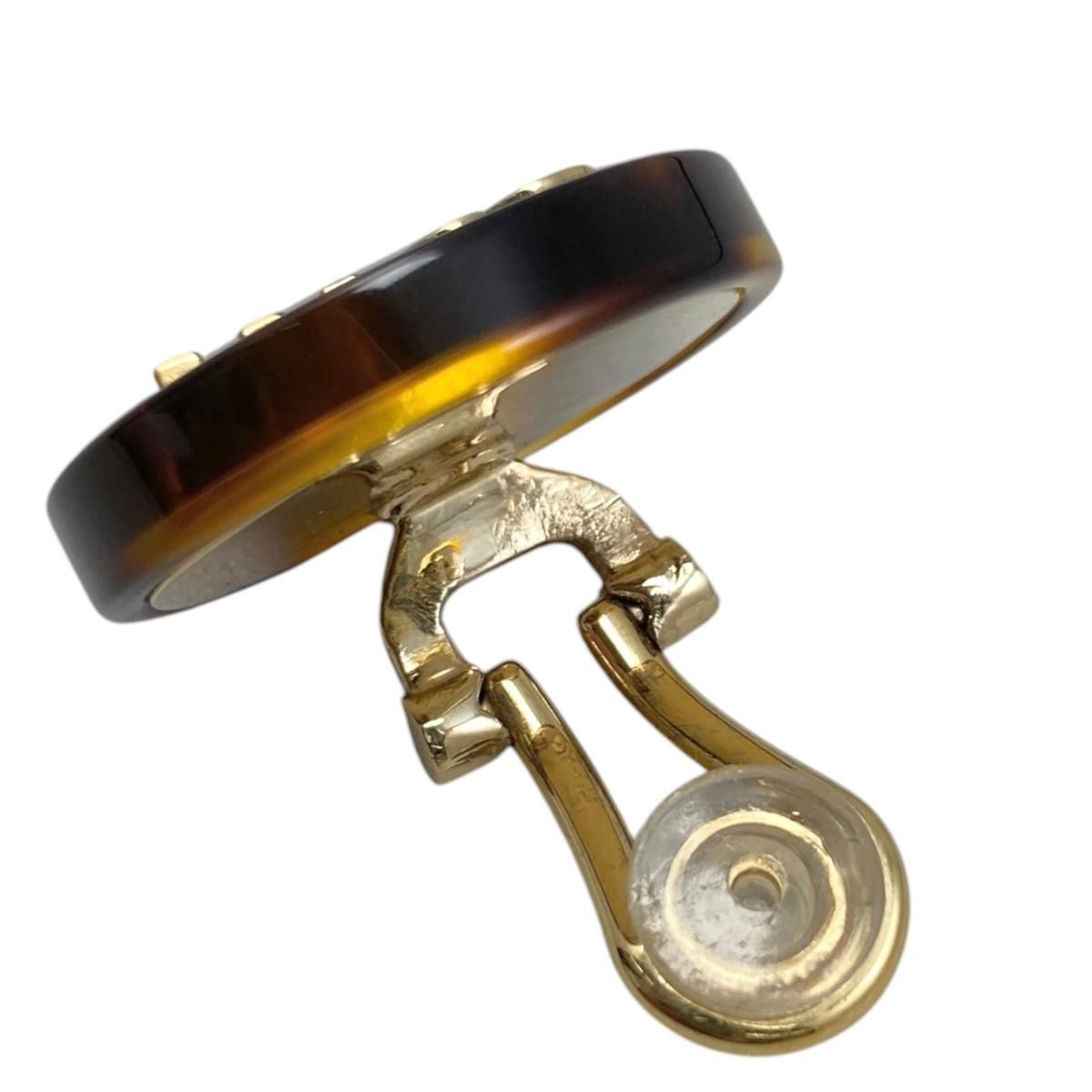 Miu Miu Miu Earrings Logo Tortoiseshell Brown Gold — view 8