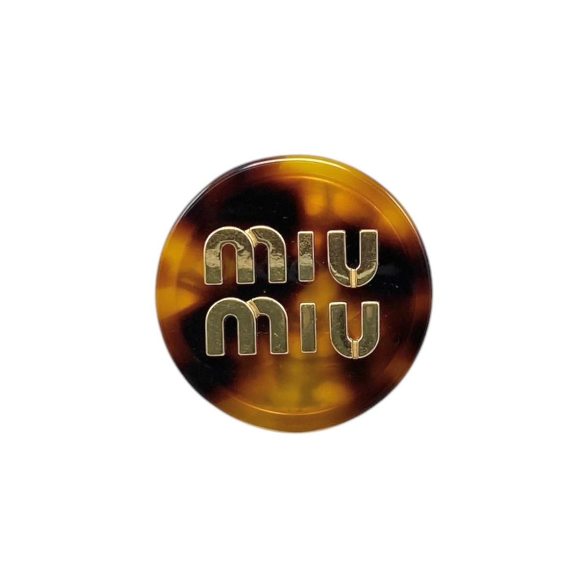 Miu Miu Miu Earrings Logo Tortoiseshell Brown Gold — view 5