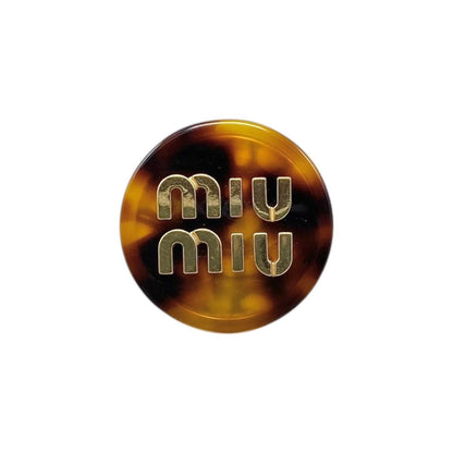 Miu Miu Miu Earrings Logo Tortoiseshell Brown Gold — view 5