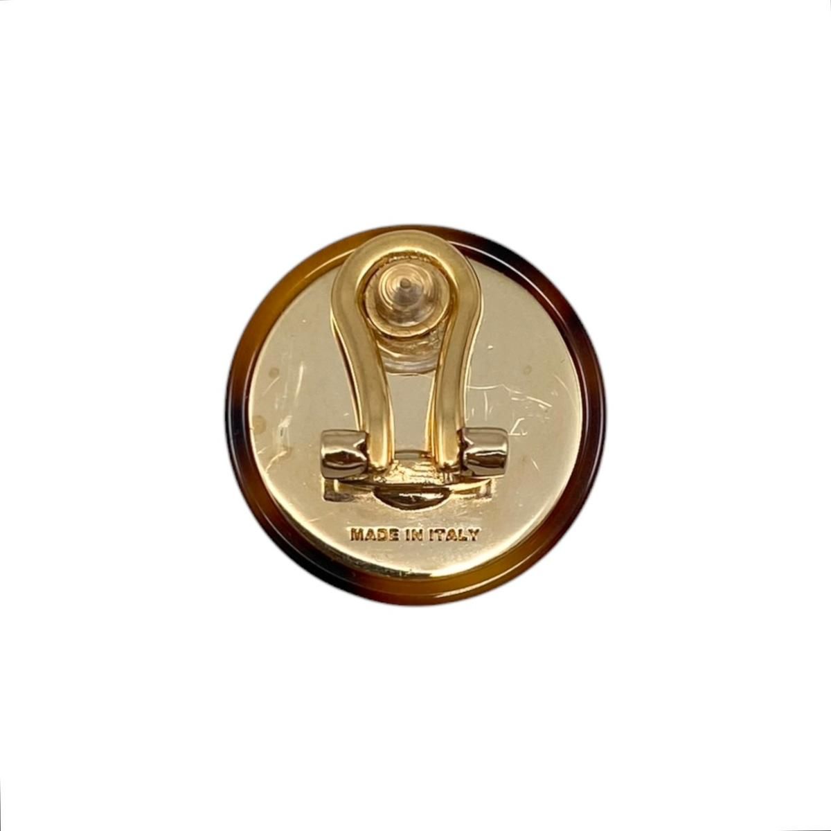 Miu Miu Miu Earrings Logo Tortoiseshell Brown Gold — view 3