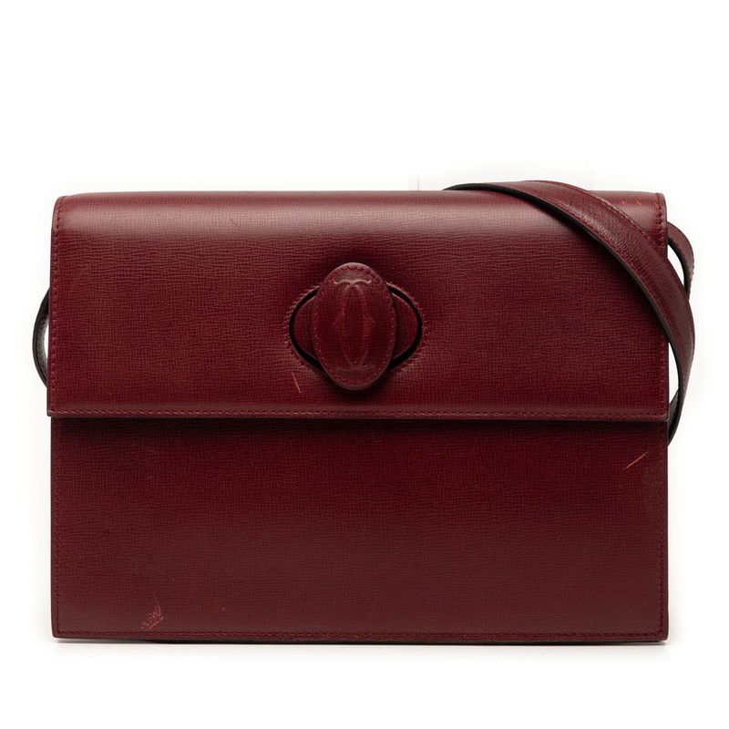 Cartier Crossbody Shoulder Bag Wine Red Bordeaux Leather