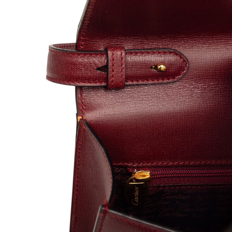 Cartier Crossbody Shoulder Bag Wine Red Bordeaux Leather — view 5