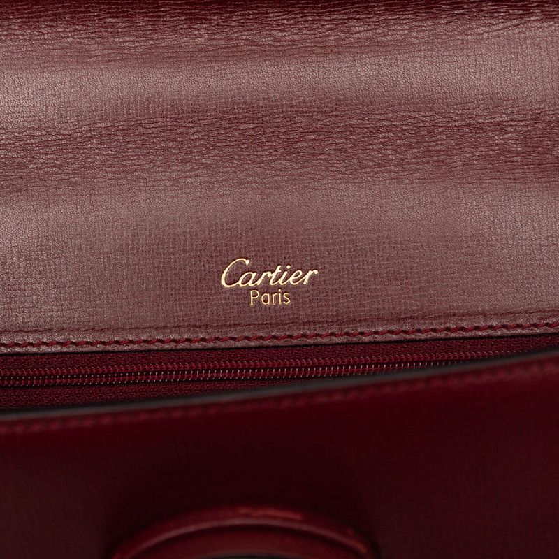 Cartier Crossbody Shoulder Bag Wine Red Bordeaux Leather — view 7