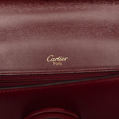 Cartier Crossbody Shoulder Bag Wine Red Bordeaux Leather — view 7