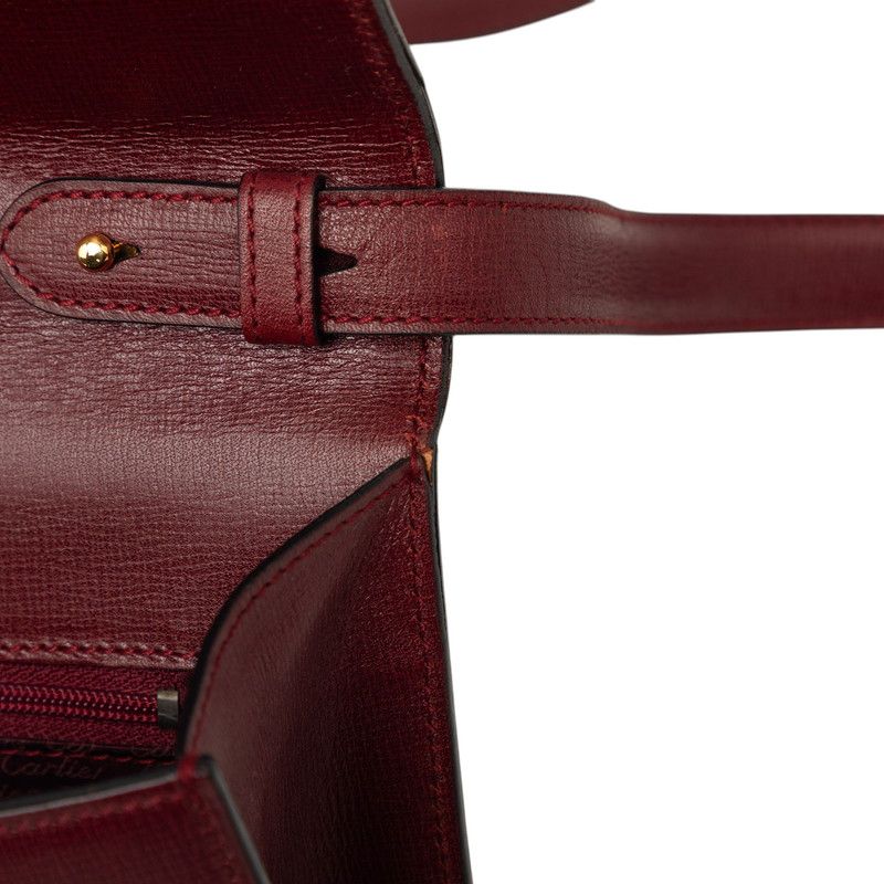 Cartier Crossbody Shoulder Bag Wine Red Bordeaux Leather — view 6