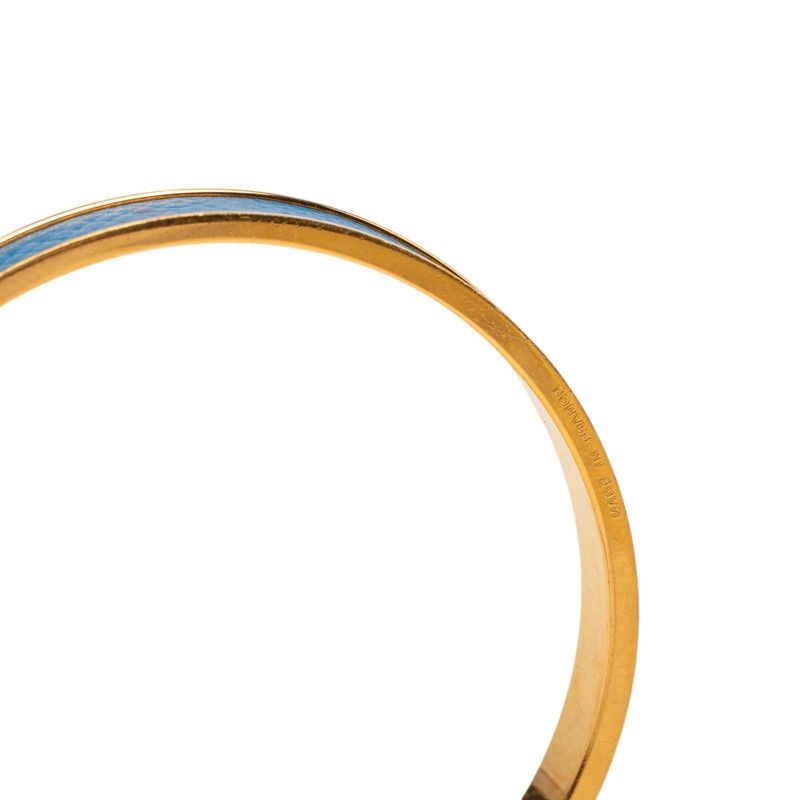Hermes Kelly Bangle Cadena Motif Gold Blue Plated Courchevel 1- Bracelet — view 6