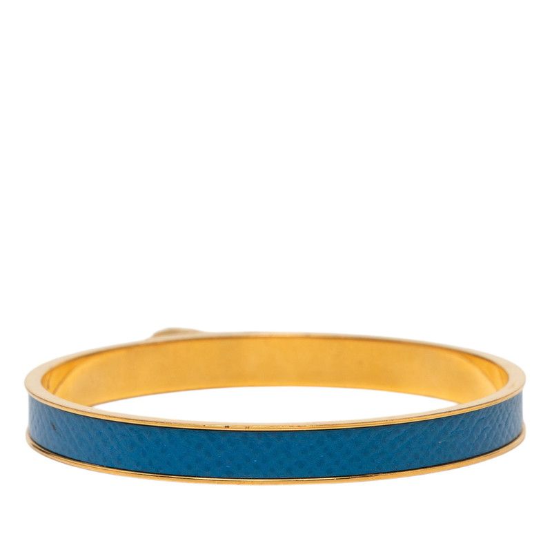 Hermes Kelly Bangle Cadena Motif Gold Blue Plated Courchevel 1- Bracelet — view 3