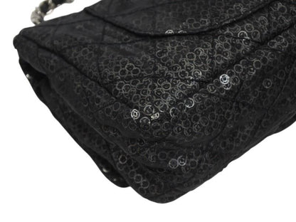 Chanel Quilted 23 S Flap Chain Shoulder Bag CC Logo Sequins Silver — view 8