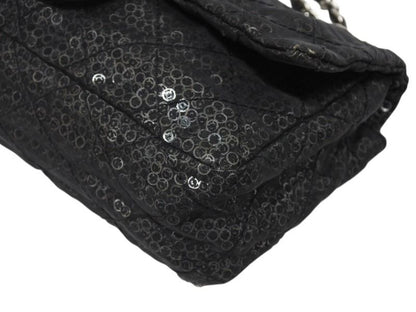 Chanel Quilted 23 S Flap Chain Shoulder Bag CC Logo Sequins Silver — view 6