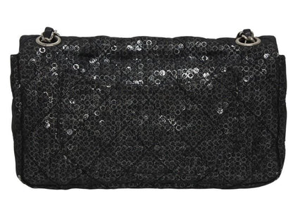Chanel Quilted 23 S Flap Chain Shoulder Bag CC Logo Sequins Silver — view 2