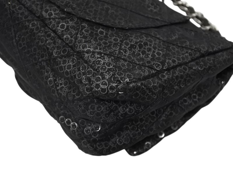 Chanel Quilted 23 S Flap Chain Shoulder Bag CC Logo Sequins Silver — view 7