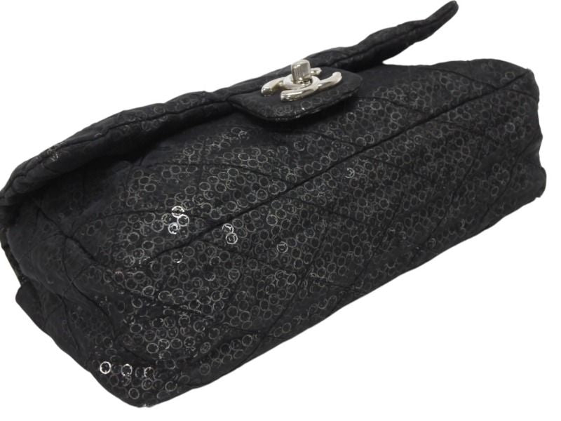 Chanel Quilted 23 S Flap Chain Shoulder Bag CC Logo Sequins Silver — view 5
