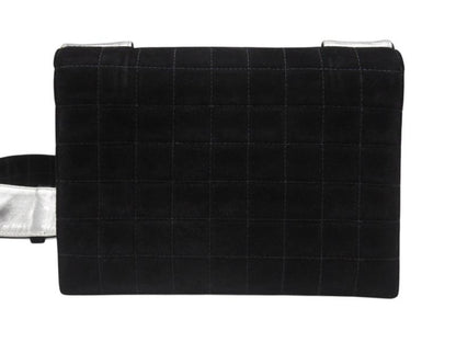 Chanel Shoulder Bag Choco Bar Turnlock Black Silver Suede — view 3