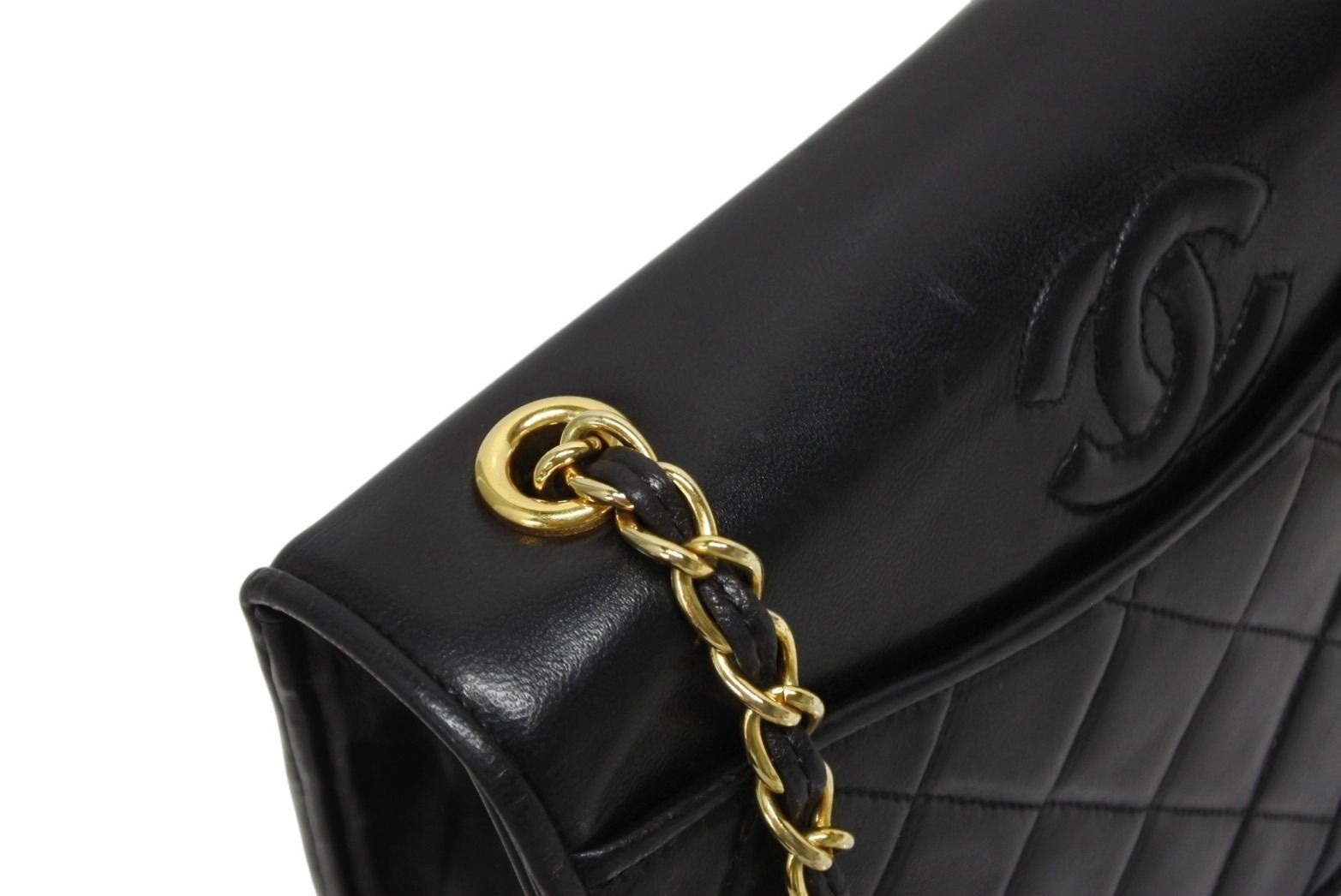 Chanel S Flap S Chain Shoulder Bag CC Logo Lambskin Black Gold — view 5