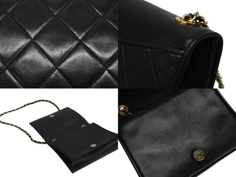 Chanel S Flap S Chain Shoulder Bag CC Logo Lambskin Black Gold — view 8