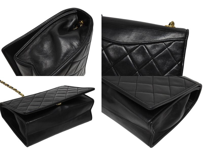 Chanel S Flap S Chain Shoulder Bag CC Logo Lambskin Black Gold — view 6