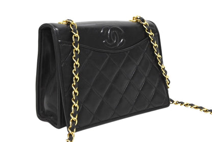 Chanel S Flap S Chain Shoulder Bag CC Logo Lambskin Black Gold — view 3