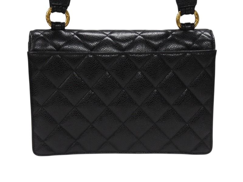 Chanel Bag Caviar Leather CC Logo Black Vintage Gold — view 3