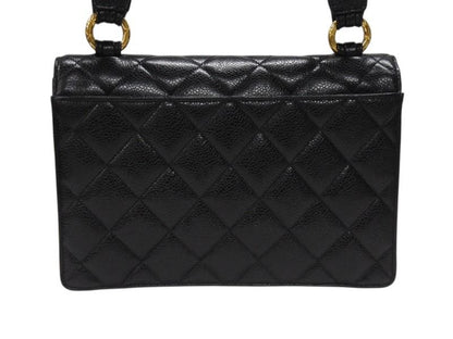 Chanel Bag Caviar Leather CC Logo Black Vintage Gold — view 3