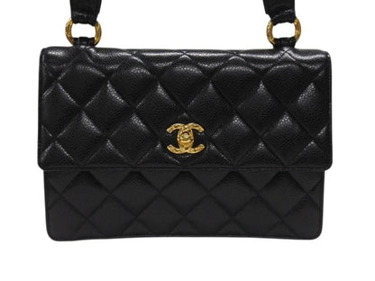 Chanel Bag Caviar Leather CC Logo Black Vintage Gold — view 2