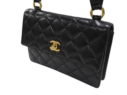Chanel Bag Caviar Leather CC Logo Black Vintage Gold — view 4