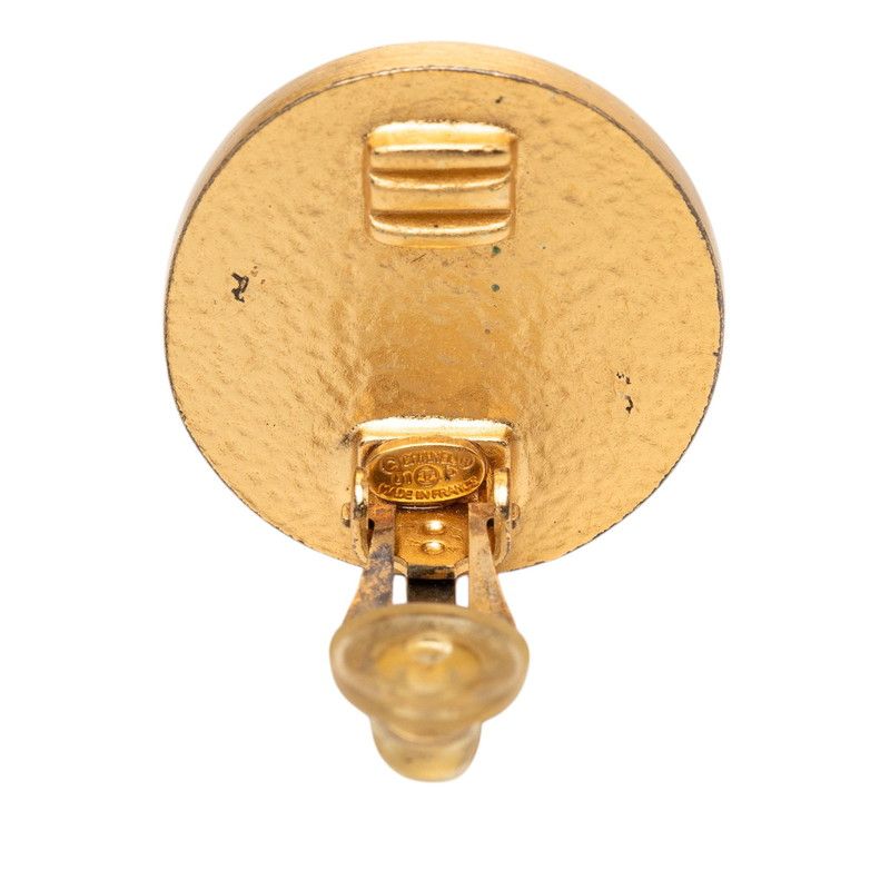 Chanel CC Logo Earrings Gold Black Plated Enamel — view 3
