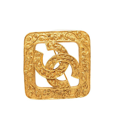 Chanel CC Logo Vintage Brooch Gold Plated