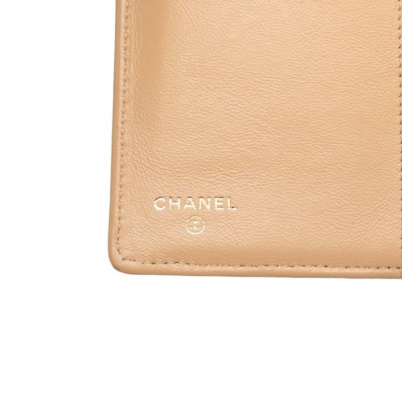 Chanel CC Logo Wallet Beige Caviar Leather — view 6