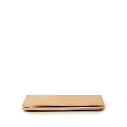 Chanel CC Logo Wallet Beige Caviar Leather — view 3
