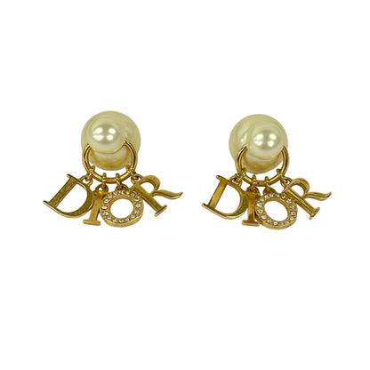 Dior Earrings Tribal Ivory Gold Clear