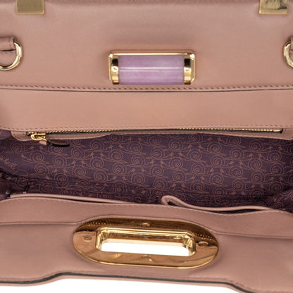 Bvlgari Isabella Rossellini 2-Way Shoulder Bag Purple Beige Leather Canvas — view 4