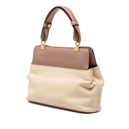 Bvlgari Isabella Rossellini 2-Way Shoulder Bag Purple Beige Leather Canvas — view 2
