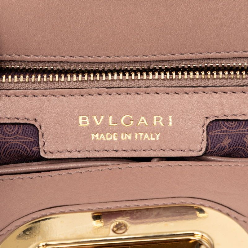 Bvlgari Isabella Rossellini 2-Way Shoulder Bag Purple Beige Leather Canvas — view 5