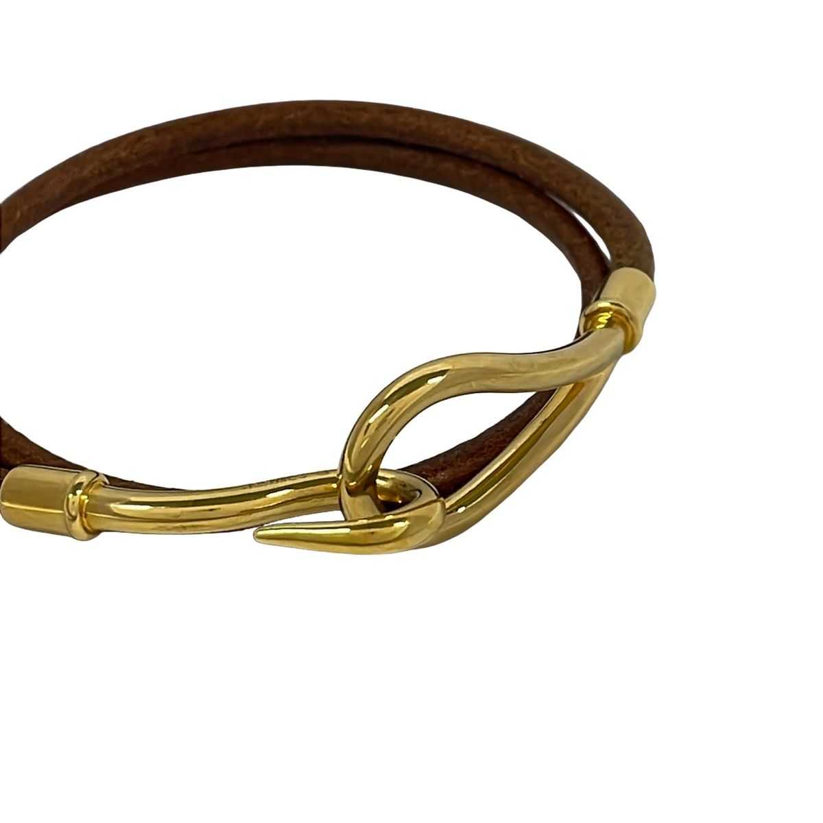 Hermes Bracelet Jumbo Leather Brown Gold Double Strand — view 2