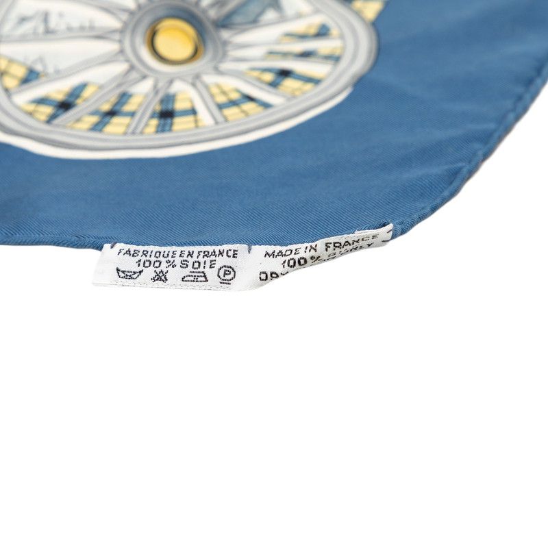 Hermes Carre 90 L' Hiver en Poste Winter Mail Scarf Large Blue Multicolor Silk — view 7