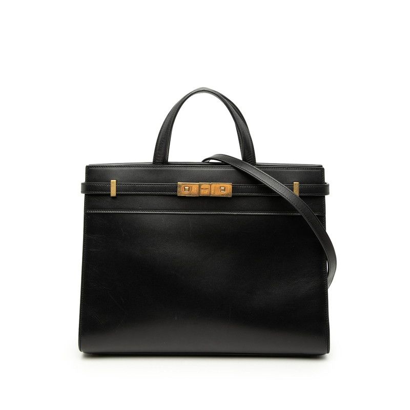 Saint Laurent Manhattan 2-Way Shoulder Bag Black Leather