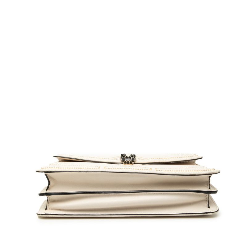 Bvlgari Serpenti Forever Studs Chain Shoulder Bag White Leather Onyx — view 3