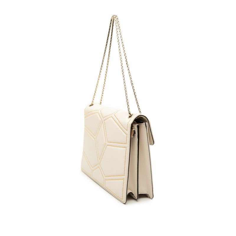 Bvlgari Serpenti Forever Studs Chain Shoulder Bag White Leather Onyx — view 2