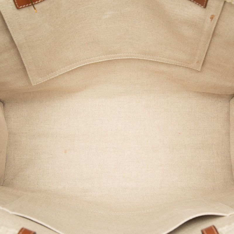 Celine Horizontal Cabas Tote Shoulder Bag Ivory Red Leather Textile — view 4